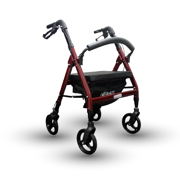 Andadera Rollator Plegoo Bariátrica de Aluminio Extra Ancha y Resistente, Plegable con Ruedas de 8", Capacidad 200kg, Gris Mora